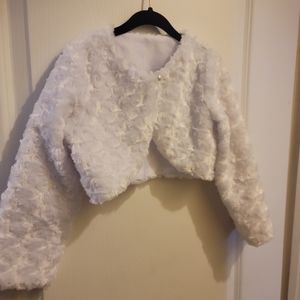 Small white Girls Faux Fur Dress Coat Flower Girl